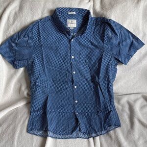 American Eagle Outfitters Navy Blue Short-Sleeve Button-Up Shirt